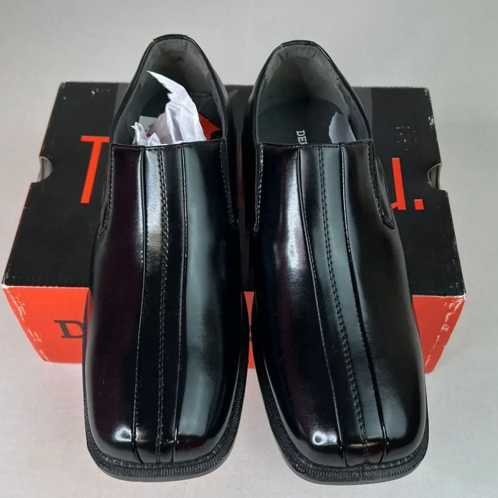 Deer Stags Mens Sz 7W Black‎ Wings Htech Formal Dress Shoes Square Toe